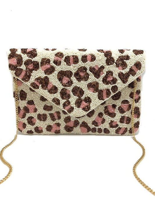 White And Pink Beaded Clutch CMI BG 5144
